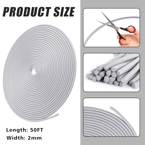 Image of U0U 50 Ft Backer Rod,Foam Backer Rod Caulk Saver for Gaps and Joint Concrete Filling, Grey Weather Strip Seal Concrete Expansion Joint Filler (1 /16 inch *50 feet)