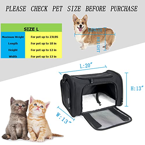 Nextfri Soft Sided Carrier For Small Medium Cats Dogs ,Removable Pad Collapsible Travel Pet Carrier Large Black #TOP3