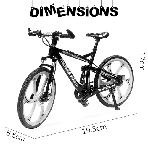 Image of VGRASSP 1:8 Scale Die Cast Street Bicycle Toy for Kids - The Alloy Metal Off-Road Decorative Showpiece Realistic Design Bike Features Moveable and Rotating Handle, Suspension, Wheels, Pedals (Black)
