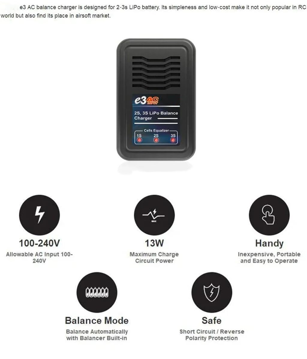 Namvo – Chargeur LiPo/NiMH équilibre – 25 W – Pour RC Voiture, Bateau, Drone – 1-8S – Sécurité Ignifuge