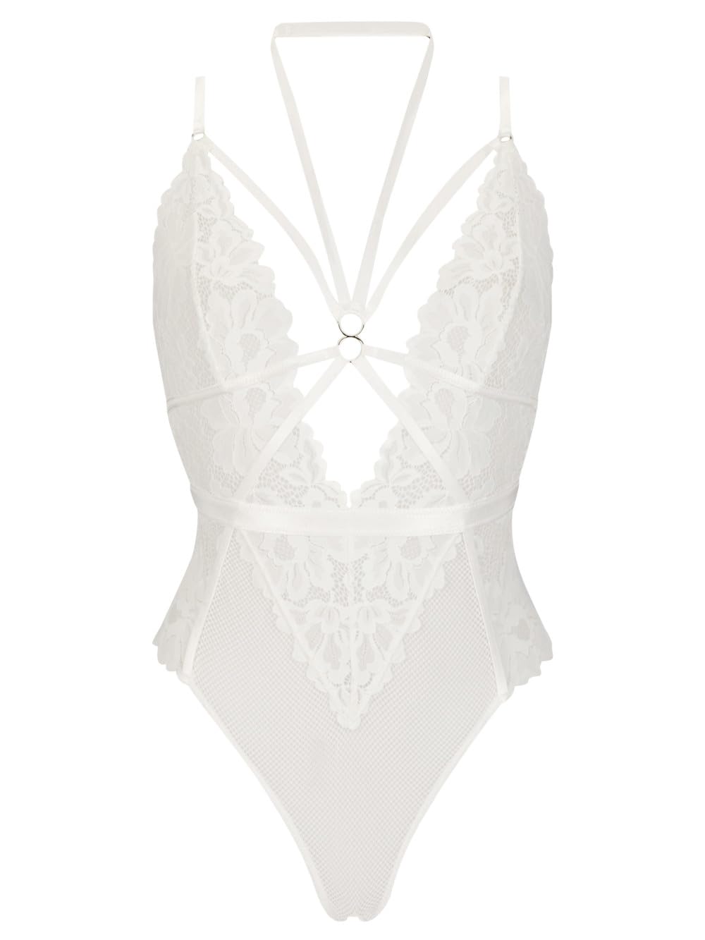 Ann Summers Ivory Confession Lace Crotchless Lingerie Body, S