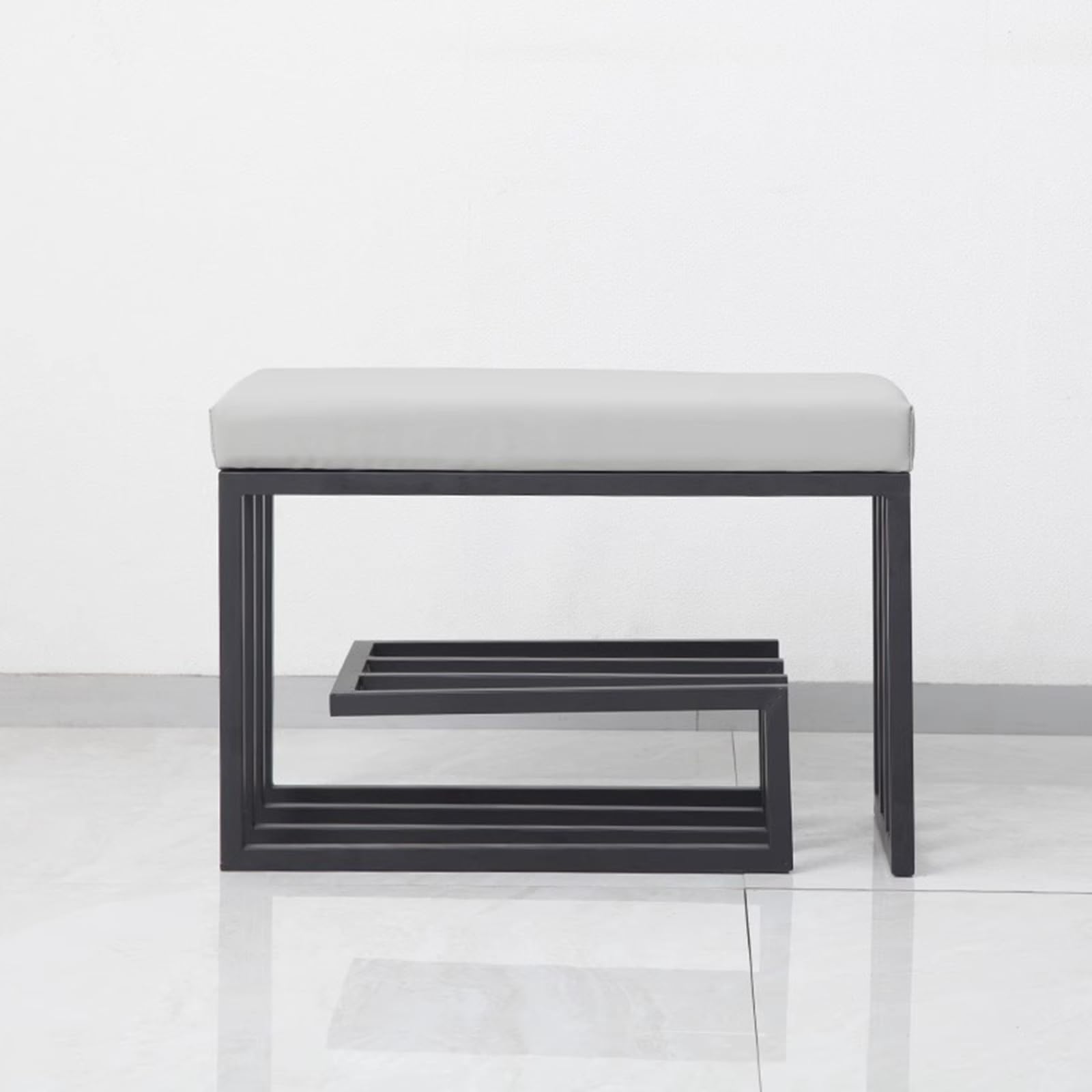 Banc de rangement à chaussures organiseur métal 2 niveaux pour salon et entrée
