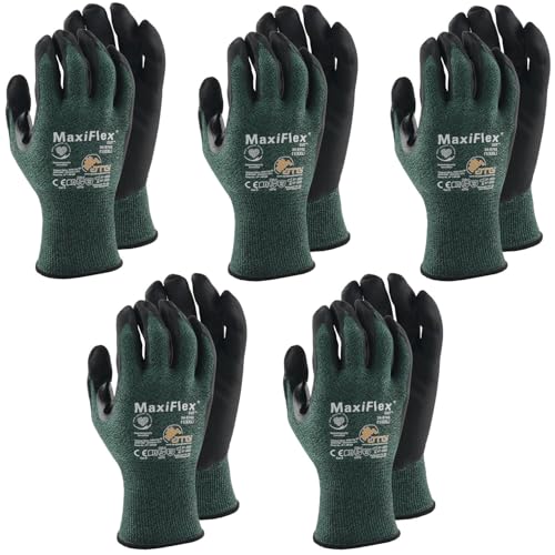 vasalat ATG Lot de 5 paires de gants de protection contre les coupures ATG Maxiflex Cut Taille 11 Gants de travail anti-coupures XXL