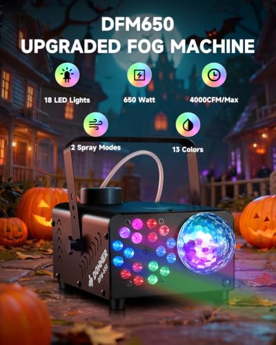 Fog Machine, Smoke Machine with Disco Ball Lights, 18 LED Beads & 13 Colors - image 2