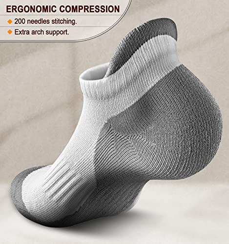 Mens Socks 6 Pairs-Athletic Ankle Socks Cushioned No Show For Men Running-Arch Compression Support3