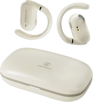 ZIPFORCE True Wireless Earbuds, Open-Ear Bluetooth 5.4 Headphones 4-Mics ENC Clear Call, Bluetooth Earbuds Touch Control, IPX6 Waterproof TWS, Light-Weight Earphones, Beige
