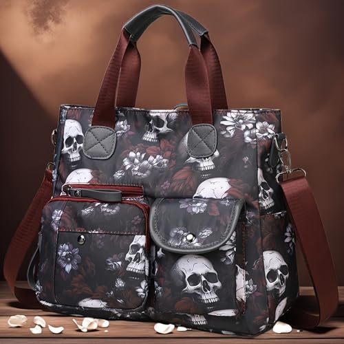 Skull Crossbody Bag for Women Unique Adjustable Gothic Large Capacity Handbag for Work, Travel4