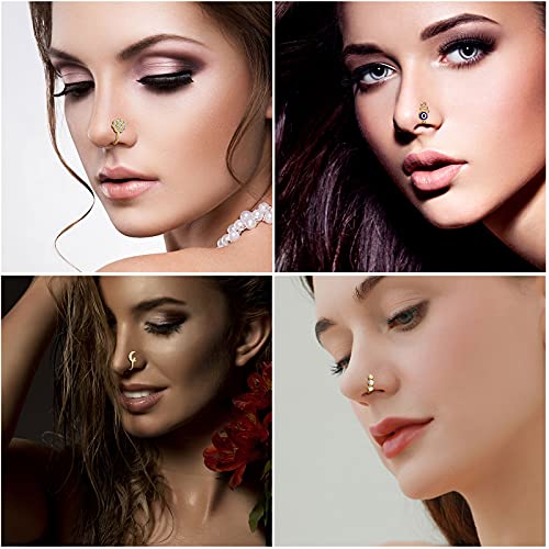 TAMHOO 25 Pcs Multi-Style Fake Nose Rings for Women and Men -Gold Plated Copper African Nose Cuff Non Piercing for Teen Grirls - Nice Gift for Her on Birthday/Valentines Day/Christmas