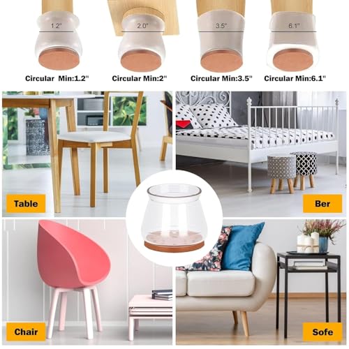 Image of ANOXA Silicone Chair Leg Caps | Furniture Leg Protectors for Floor | Anti-Slip Chair Table Foot Covers to Prevent Scratches & Noise | Flexible Rubber Pads for Wood Floors (Clear, Large)(4 PCS)