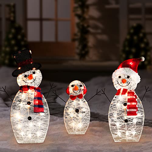 SUNNYPARK Set of 3 Outdoor Snowman Christmas Decorations, 31 inch...