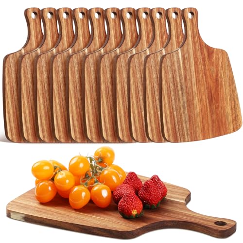 Tablero de cortar Vesici, 12 unidades, con mango, 12 x 8,7 pulgadas, de madera de acacia, para servir, ideal para fiestas, regalo de boda o baby shower miniatura 1
