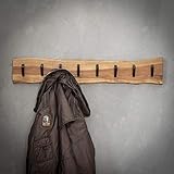 Maison ESTO Wandgarderobe Hängegarderobe 8 Haken 90 cm breit Akazie Holz Metall Garderobe