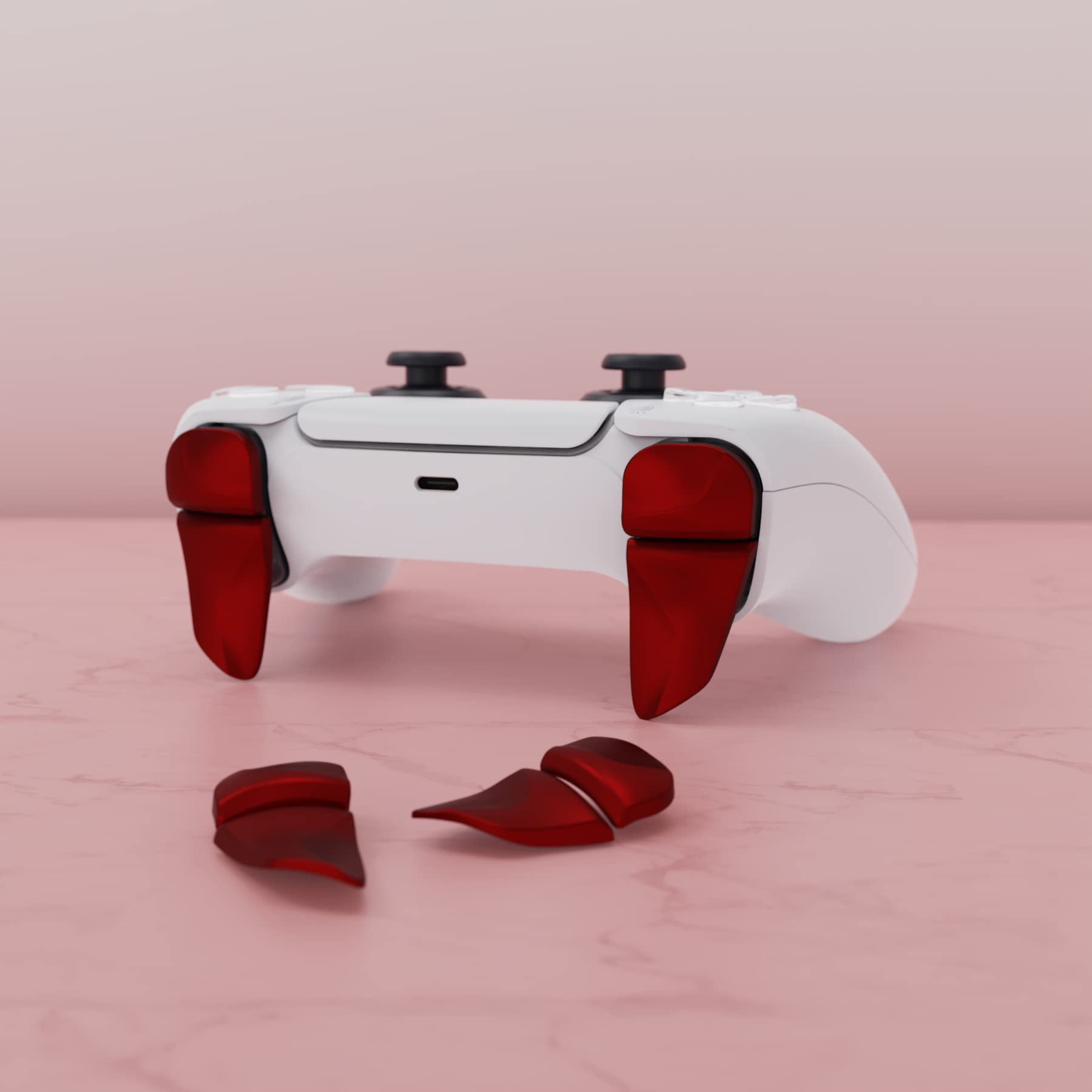 PlayVital Bouton Manette pour ps5 Gâchette Protection pour PS Portal,Trigger Stop pour ps5 Edge Controller Accessoires Extension，2 Pairs-Rouge - 4