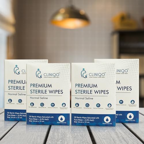 Image of Premium Sterile Wipes, Saline Sanitation for Lactating Mothers, Post-Surgery Eye Care, Cleaning Teething Toys and Cleaning Baby Eyes 16 x 15 cm (Pack of 4)