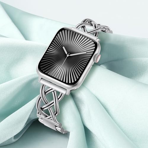 Image of TOYOUTHS Dressy Bracelet Compatible with Apple Watch Bands 38 /40 /41 /42 /44 /45 /46 /49mm Women, Celtic Stainless Steel Metal Fancy Nice Pretty Strap for iWatch Series 11 10 9 8 7 6 5 4 Ultra /SE 3 2 1