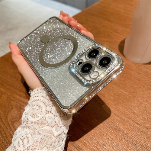 Coque iPhone 12 magnétique transparente diamant pailleté souple