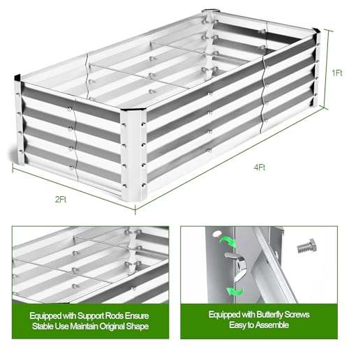 Highpro Galvanized Raised Garden Bed Kit, 4×2×1Ft Planter Box For Outdoor Gardening And Planting thumb #5