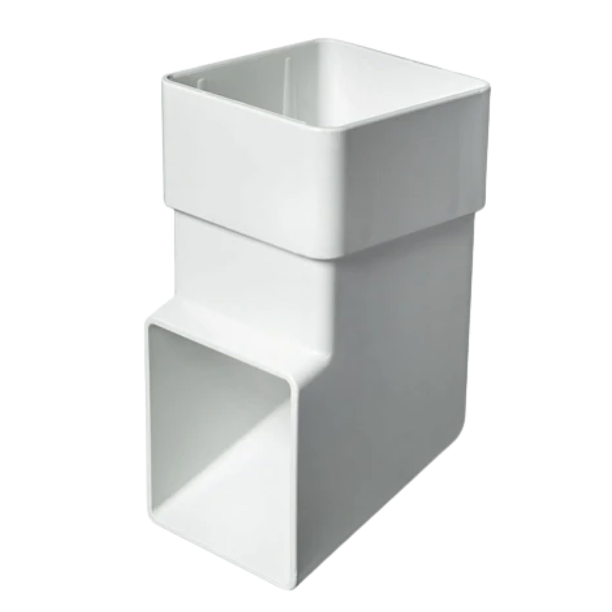 SHMOX 65mm Downpipe Shoe with Modern Square Guttering (White, Pack of 2)
