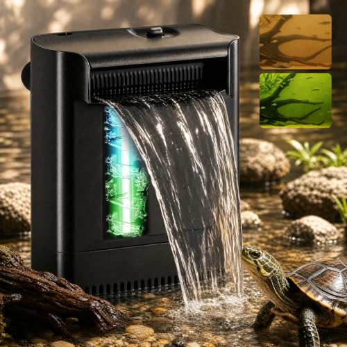 Image of Turtle Tank Filter Aquarium Filter w / U-V Light for Large 40-150 Gal Tank 4-Stage Flow Adjustable w / Resin Media Deodorization Green Clean Machine for Yellow Brown Odor Cloudy Saltwater Freshwater