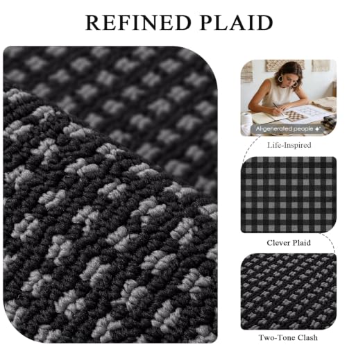 Image of hicorfe Waffle Door Mat Indoor Entrance,35 inchx24 inch Non Slip Indoor Mat,Black