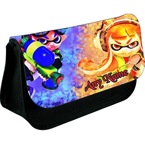 magic moments Personalised Splatoon Zipped Pencil Makeup CASE School DS Bag Gift Xmas (Black) Cover