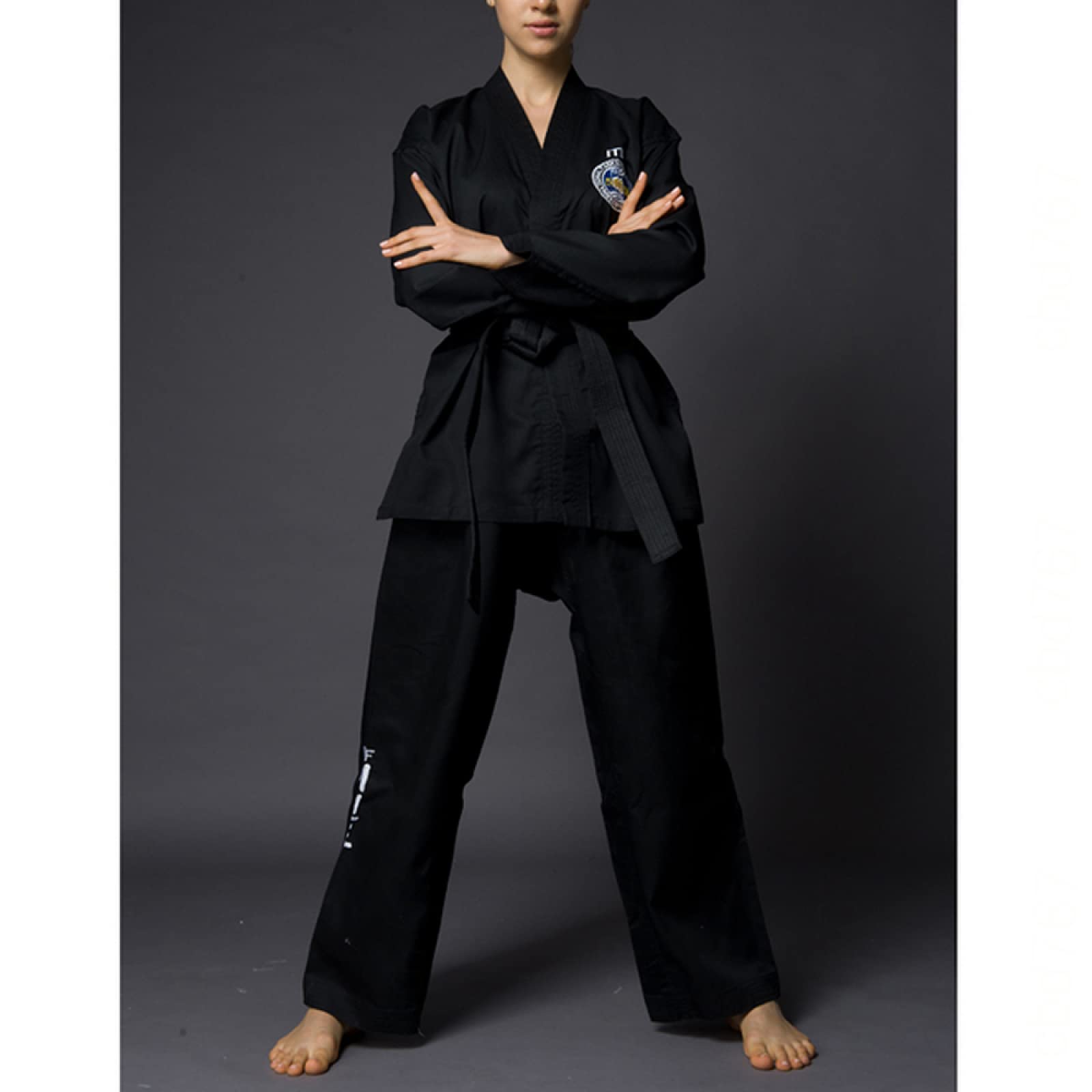 Schwarzer ITF Taekwondo-Anzug für Erwachsene, Bestickter Karate-Anzug Judo-Anzug für Das Judo-Training,Black-160