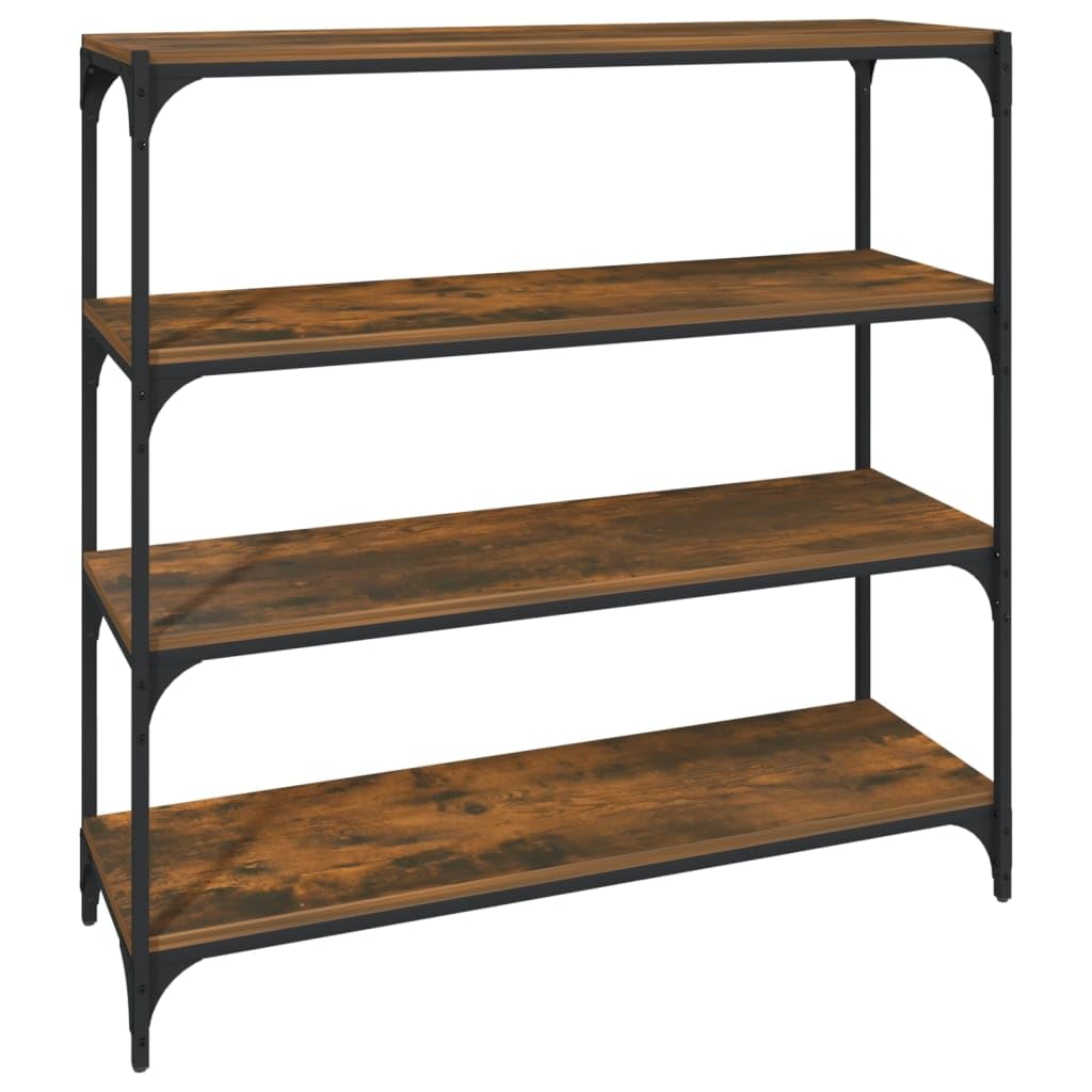 Generisch Bücherregal Räuchereiche 100x33x100 cm Holzwerkstoff und Stahl,Möbel,Regalsysteme,Bücherregale Bücherschränke-819359