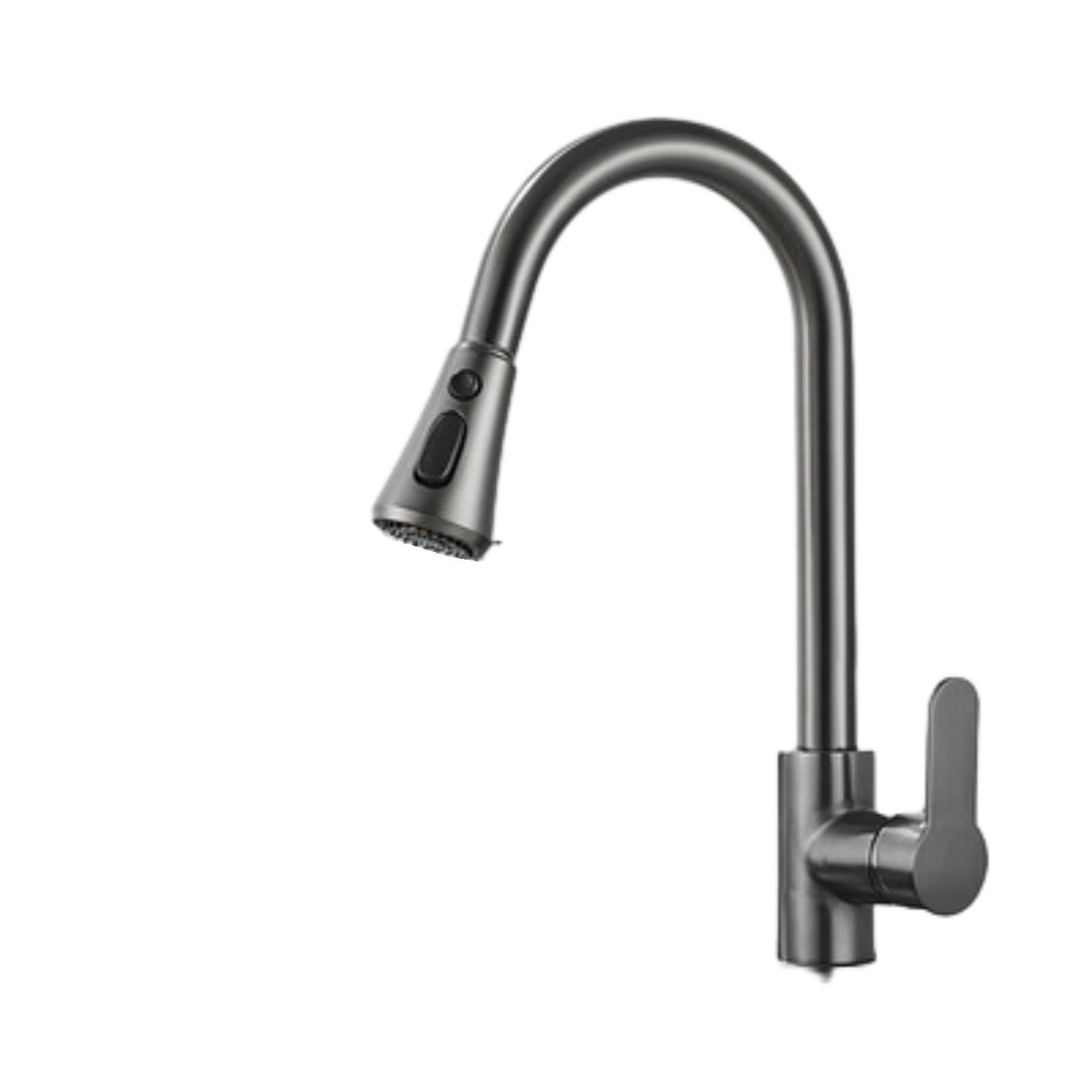 ZYCHSJXA Kitchen Sink Faucet Copper Hot and Cold Swivel Pull-Out Vegetable Splash-Proof B Gun Gray Three Water Outlets