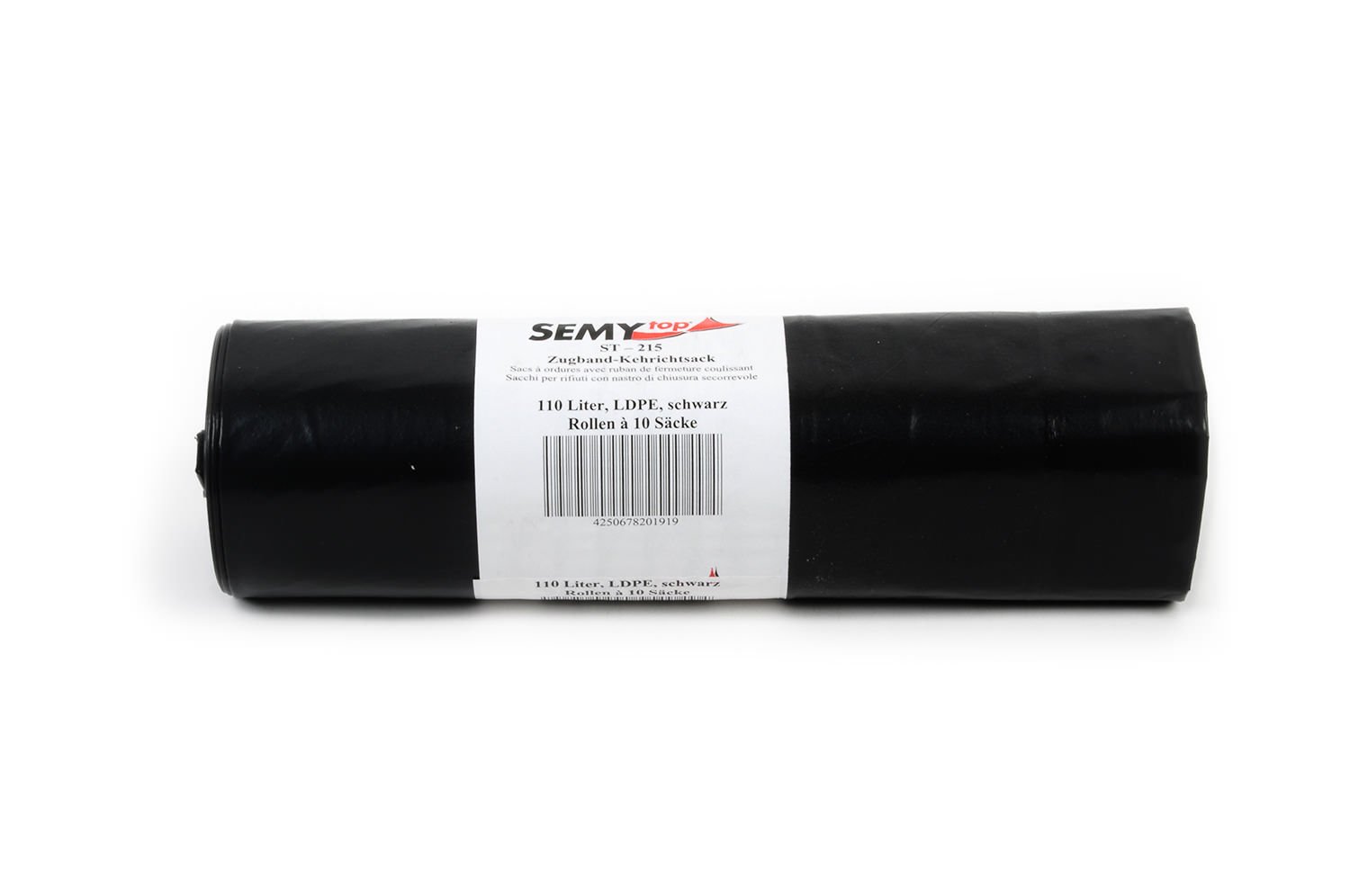 SemyTop LDPE-Zugband-Kehrichtsäcke, 700 x 1000 mm, Typ 100 , schwarz, circa 110 L, 1er Pack (120 Stück), ST-215
