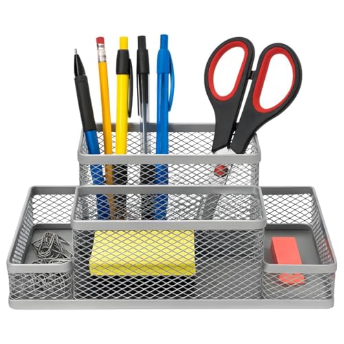 Porta Lapís Organizador Caneta Clips Lembrete Aramado Escritorio Treco Material Objeto (Cinza, 4)