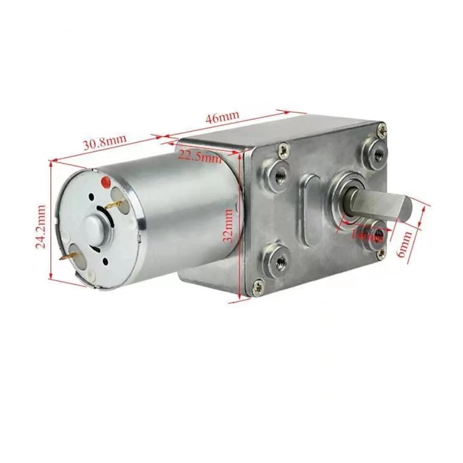 ZGY370 Worm Gear Motor JGY370 4632 DC 6V 12V 24V High Torque Worm Reversible Turbo Metal Geared Gear-Box Reducer(90RPM_12V)