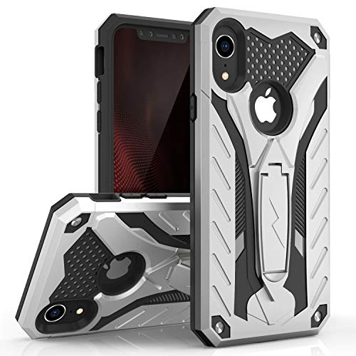 Zizo Static Series for iPhone XR Case Military Grade Drop Tested with Built in Kickstand (Silver/Black)