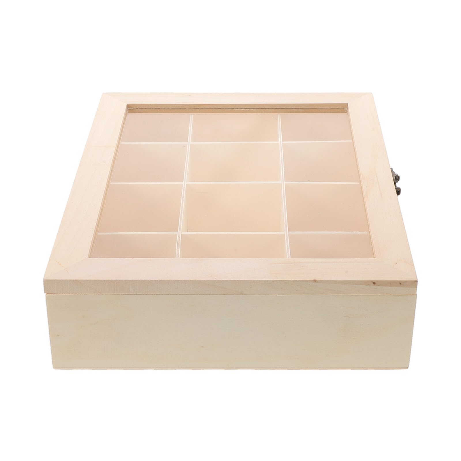 minkissy Caja de Madera con Tapa para Almacenamiento de Bolas de Secadora, Organizador Dividido para Lavandería, Contenedor para Accesorios de Lavadero 30x30x5 Cm, Soporte Funcional