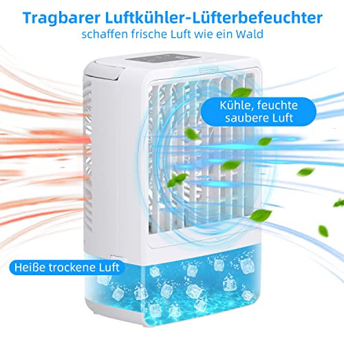 Climatiseur mobile, refroidisseur à évaporation USB,refroidisseur d'air portable,climatiseur mobile personnel,climatiseur de bureau avec 3 vitesses,minuterie 2/4 h - Image 6