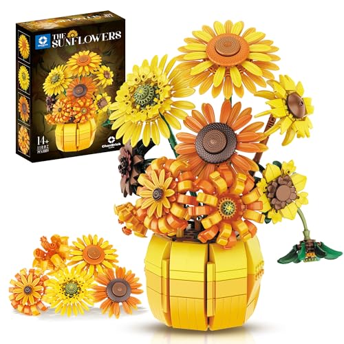 Sunflower Building Set Flowers with Vase Botanical Collection for Adult -1009pcs Compatible with Lego