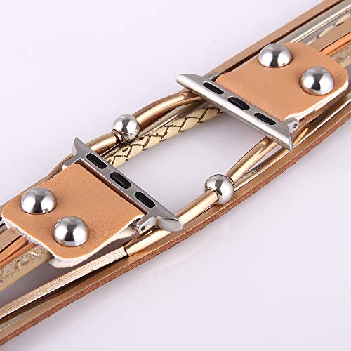 Viqiv Multi-Layer Wrap Bracelet Band Compatible With Apple Watch 38Mm 40Mm 41Mm Sports Watches For Men Women, Magnetic Buckle Cuff Bracelet Jewelry Wrist Strap For Iwatch Series Se 7/6/5/4/3/2/1, Beige #TOP2