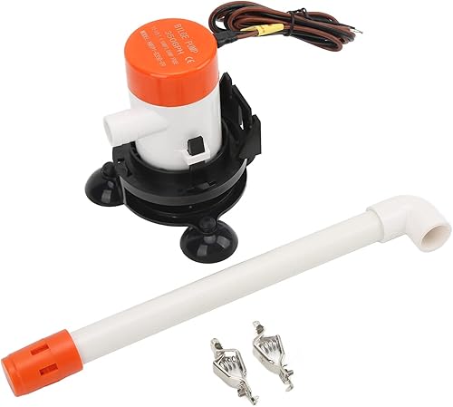 Miniatura 2 de 350GPH Livewell Baitwell Aerator Pump, 12V Submersible Portable Pump with Bottom Suction Cup, Adjustable Flow Oxygen Supply for Marine Boat Fishing,