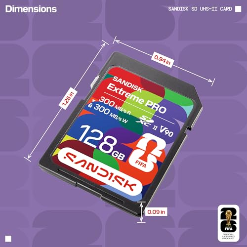 Image of SANDISK 128GB SD UHS-II Card - FIFA World Cup 2026 Edition, Up to 300MB /s Read and Write Speeds, V90, 8K, Officially Licensed Product of FIFA World Cup 2026 - SDSDXDM-128G-GN4IH