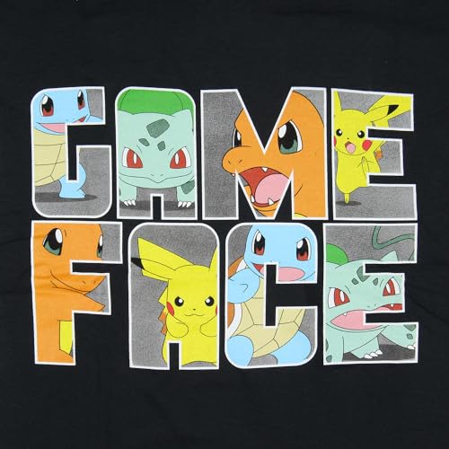 Pokemon Boy's Game Face 1st Generation Starter Pikachu, Bulbasaur, Squirtle, Charmander Kids Short Sleeve T-Shirt2