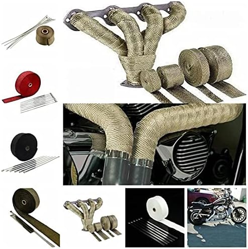 Tape Thermal Protection with Stainless Ties Roll Fiberglass Heat Shield Motorcycle Exhaust Thermal Tape Header Pipe Heat(3)