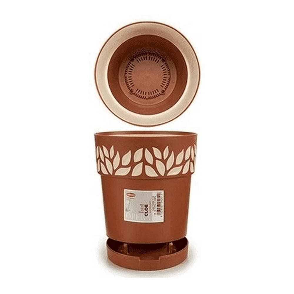 Stefanplast Vaso Opera Dec. Cloe D.20 X H.19 Cm Terra D'Ombra/Vanilla