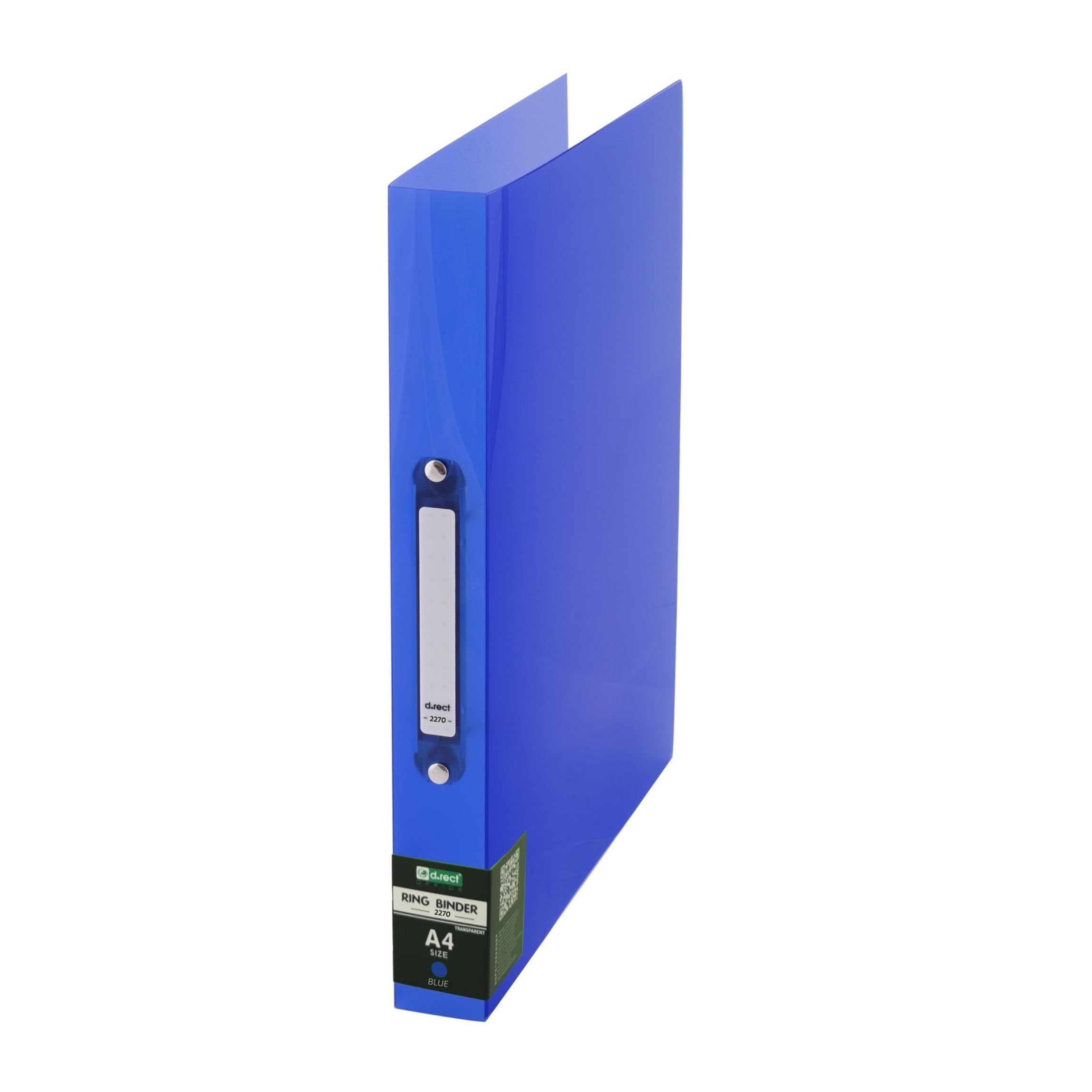 D.RECT A4 Ring Binder 2 Ring 35mm Spine – Durable PP Lever Arch File Folder with Inside Pocket – Blue