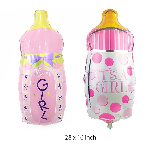 6 Pcs Boys Girls Foil Balloons Baby Bottle Balloons Feet Balloon Crown Balloon Baby Stroller Balloon For Gender Reveal Supplies Baby Shower Party (Pink) #TOP1