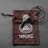GuoShuang Viking Raven Skull Necklace for Men Women, Crow Skull Pendant on Adjustable Leather Cord, Gothic Halloween Cosplay Norse Jewelry, Gift Pouch Included #1