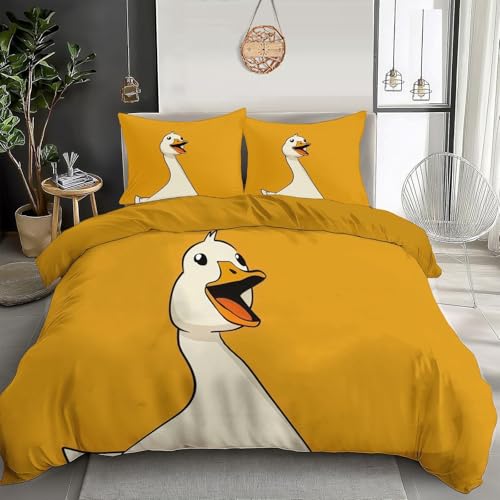 BJCJGGL Funda Nordica Cama 180 Ganso Amarillo Colchas Cama 180 para Niños Adultos con Cremallera Suave Transpirable Microfibra Fundas Nordicas 260x240 cm + 2 Fundas de Almohada 50x80 cm