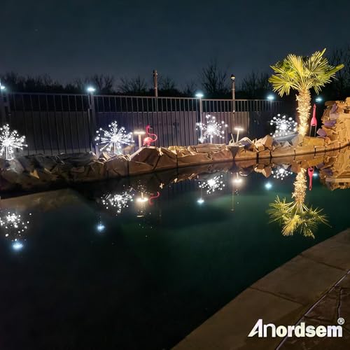 Image of Anordsem Solar Fireworks Lights Outdoor:Garden Lights Waterproof for Outdoor Use - LED Starburst White Lighting Patio Pass Decoration Pack of 8 - Gardening Gifts for Women,Moms,Homecomers