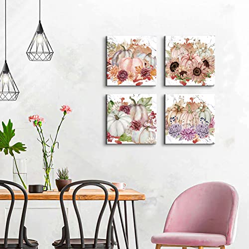 Fall-Canvas-Wall-Art-Pumpkin-Wall-Decor-Halloween-Decorations-Indoor-Autumn-Harvest-Themed-Sunflower-Pictures-Painting-for-Kitchen-Dinner-Room-Festival-Party-Home-Decor-Pumpkins-Posters-12×12-4-Pcs Fall Canvas Wall Art Pumpkin Wall Decor Halloween Decorations Indoor Autumn Harvest Themed Sunflower Pictures Painting for Kitchen Dinner Room Festival Party Home Decor Pumpkins Posters 12×12 4 Pcs