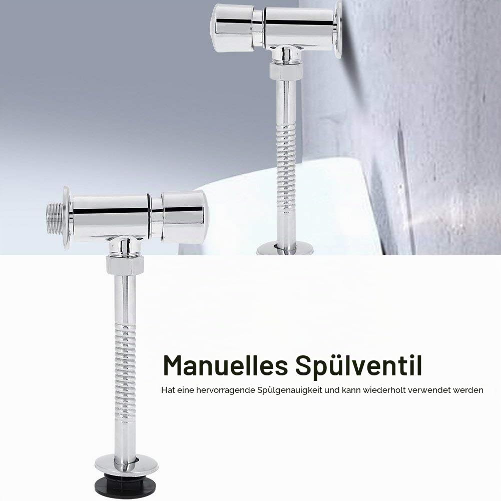 Langlebiges Urinalspülventil aus Zinklegierung, Schrankspülventil, Metall-Bidet-T-Adapter mit Absperrventil, hybride faserpolymerverstärktes Design, Handpress-Spülwerkzeug