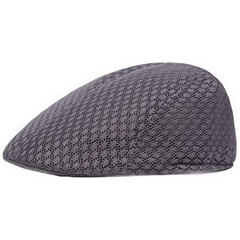 Brcus Men's Mesh Duckbill Newsboy Beret Solid Ivy Cap Cabbie Driving Flat Cap Grey Cover