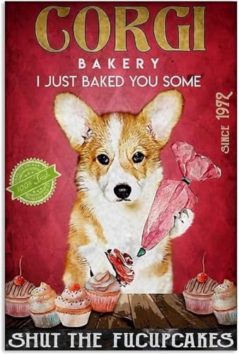 Corgi - Lienzo decorativo para pared con diseño de magdalenas 'I Just Baked You Some Wall Decor Gifts For Retro Poster Bedroom Garage Club Bar Painting Unframed 20x24 Inch